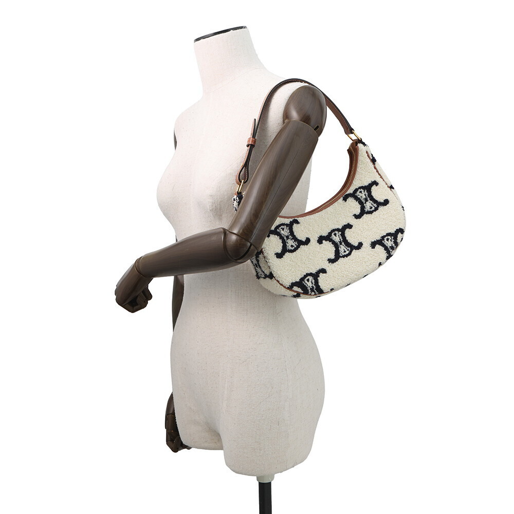 Celine Triomphe Handbag AVA Polyamide Leather White Bag - Picture 4 of 12